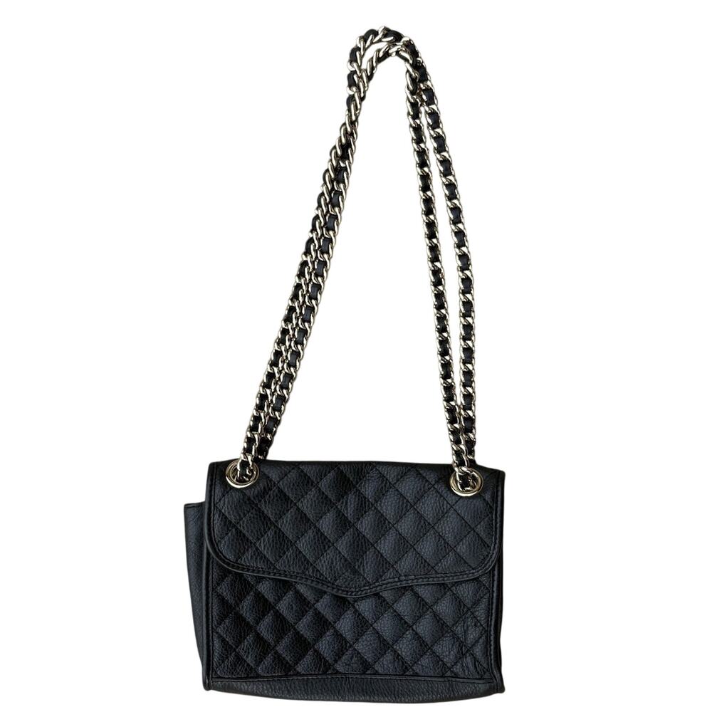Rebecca Minkoff Black Quilted Leather Purse Gold Chain Hardware